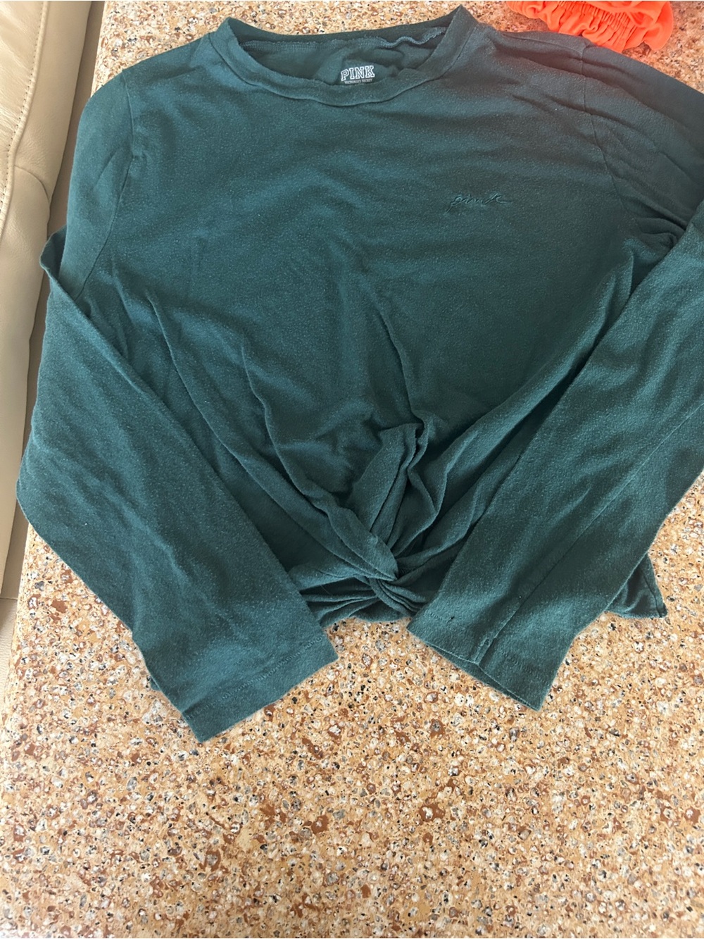 PINK Victoria's Secret Forest Green Twist-Front Top